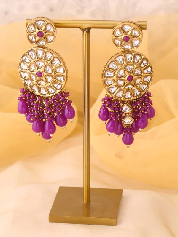 women long drop earrings -Purple Rachna Chandbalis