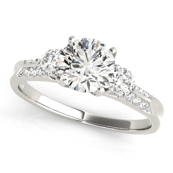 women platinum engagement rings -14kt White Gold Three Stone Engagement Ring Setting