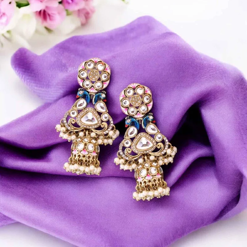 women oversized earrings -Ivory Bhagya Jhumkis