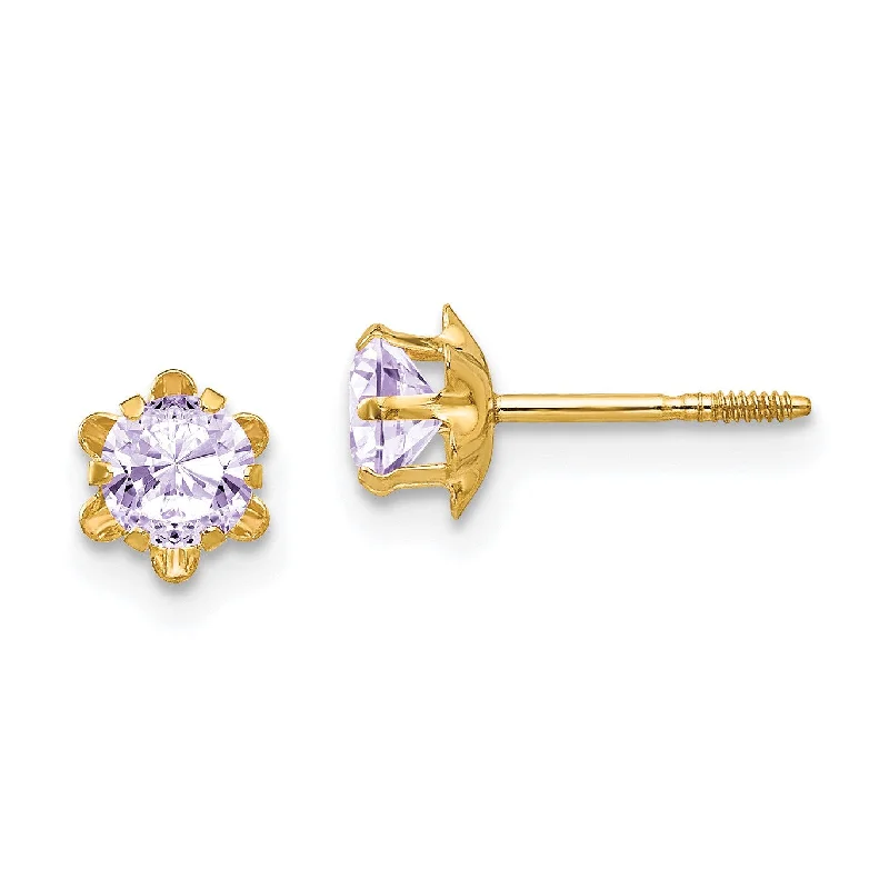 women luxury earrings -4MM Round Birthstone Earrings in 14KT Yellow Gold