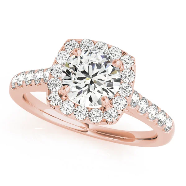 women bridal jewelry engagement rings -18kt Rose Gold Square Halo Engagement Ring Setting