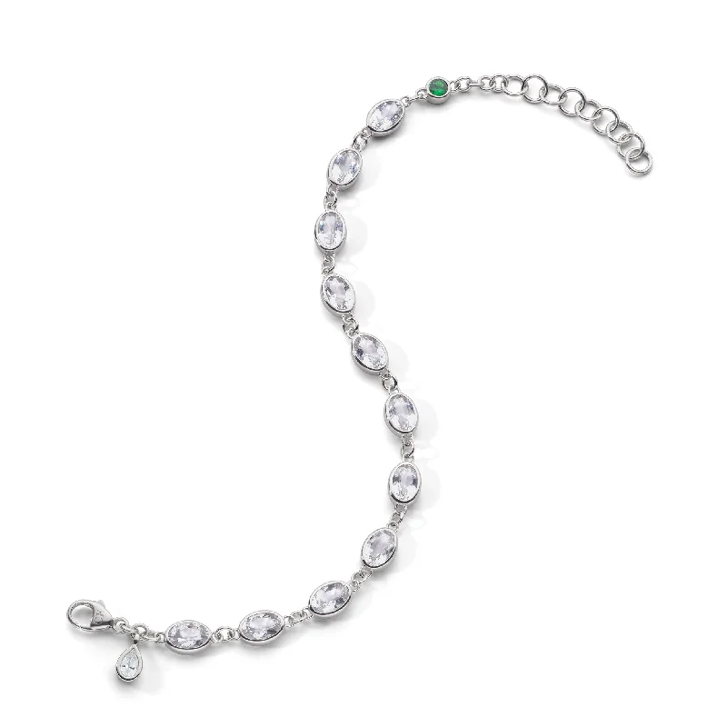 women mixed metal bracelets -Oval Bezel Set Rock Crystal Tennis Bracelet