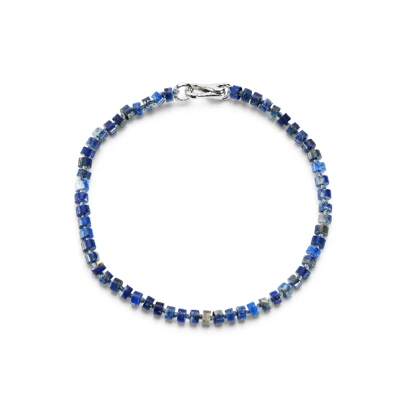 women elegant bangles -GARNETT STERLING SILVER AND LAPIS BEAD BRACELET