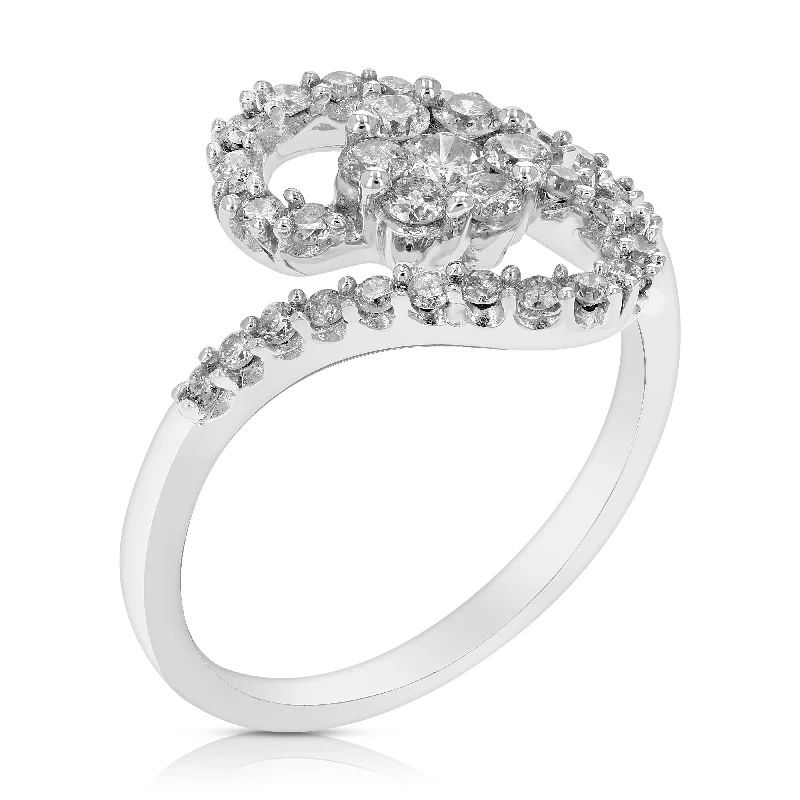 women elegant engagement rings -1/2 cttw Diamond Cocktail Engagement Ring 14K White Gold Round Prong Set