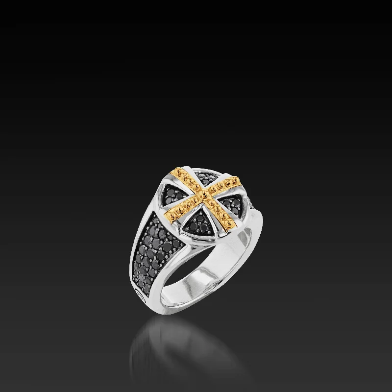 women vintage rings -Matrix Black Diamond Cross Ring