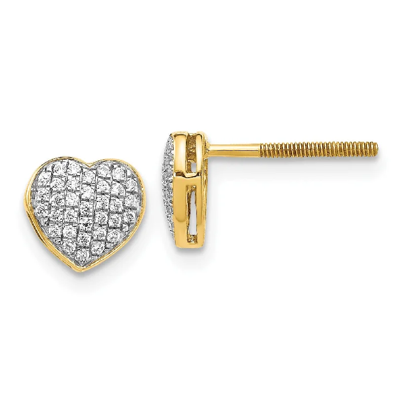 women personalized earrings -1/5 CTW Diamond Heart Stud Earrings in 14KT Yellow Gold