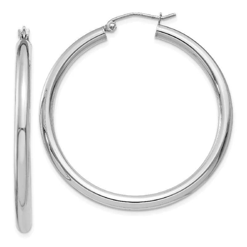 women fashion-forward earrings -14KT White Gold 40X3MM Hoop Earrings