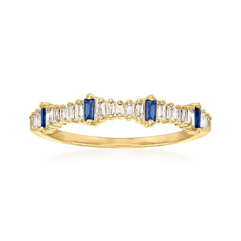 women luxury engagement rings -Ross-Simons Diamond and . Sapphire Stackable Ring in 14kt Yellow Gold