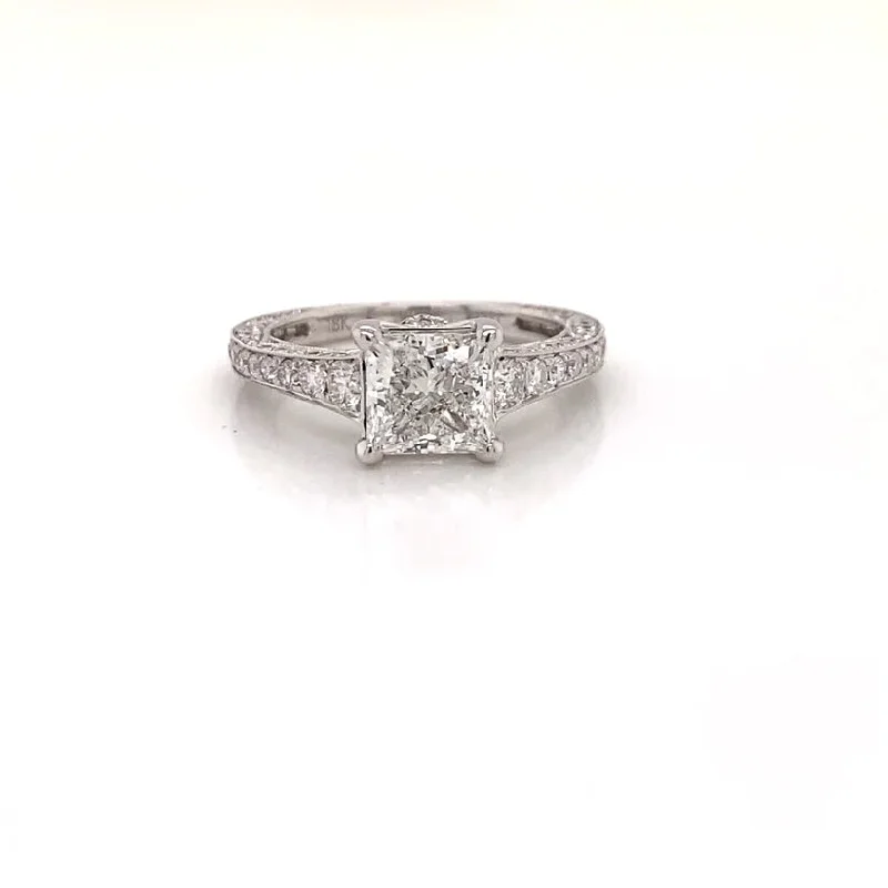 women solitaire rings -LIA 2 Carat Princess Cut Lab Grown Diamond Engagement Ring. IGI Certified