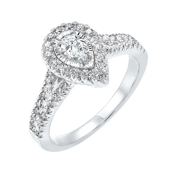 women simple rings -14Kt White Gold Diamond(3/4Ctw) Ring