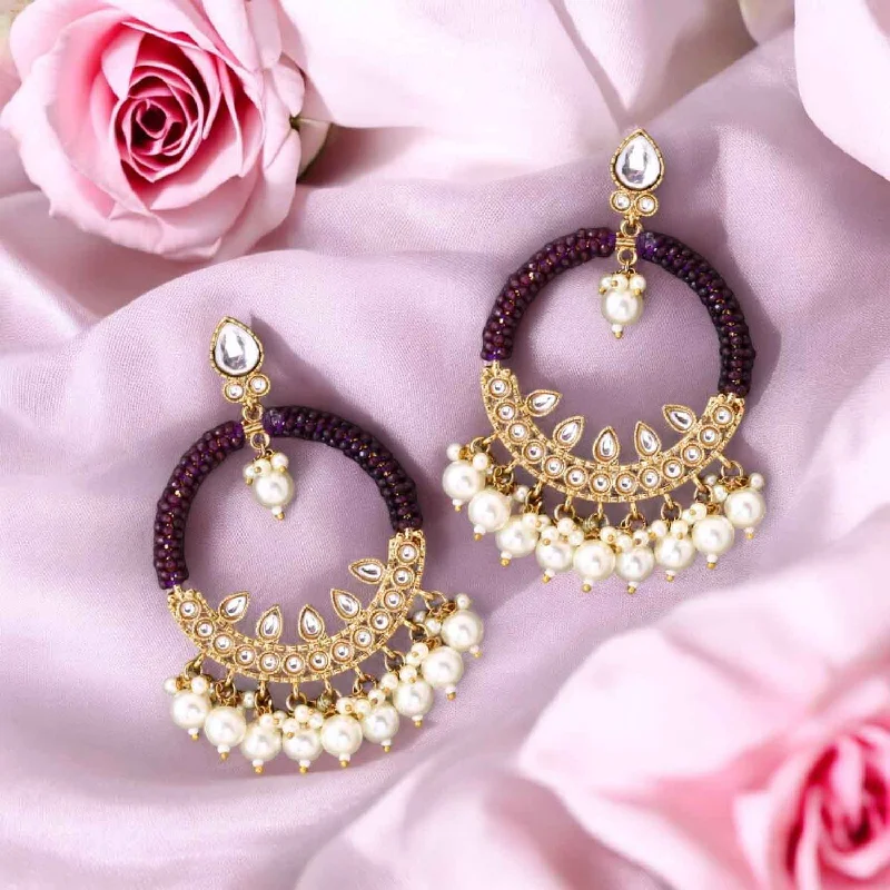 women elegant earrings -Purple Meeru Chandbalis