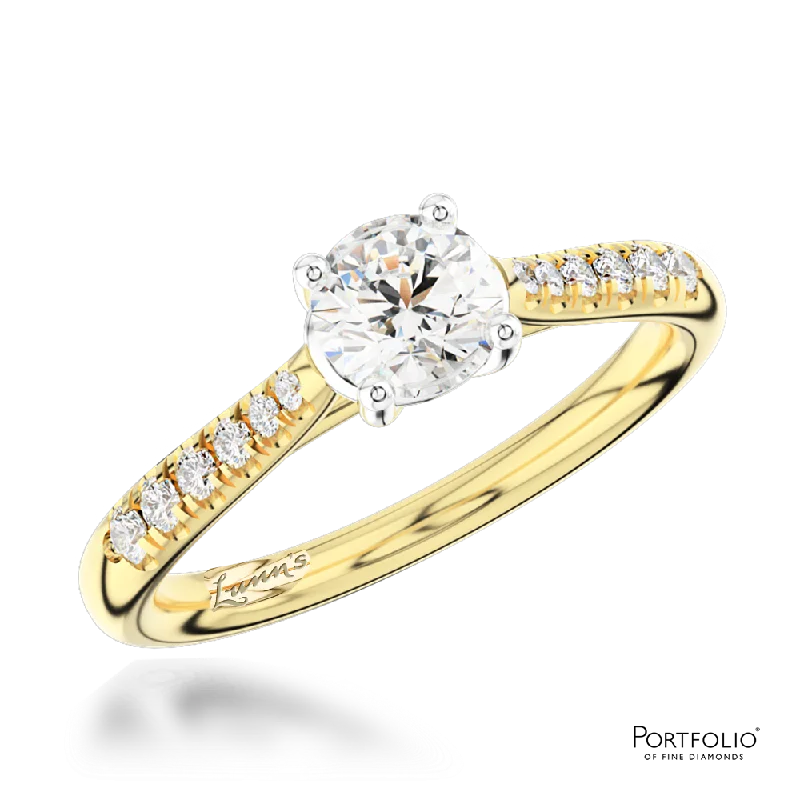 women unique wedding bands -Solitaire 0.50ct G SI1 Diamond Yellow Gold/Platinum Ring