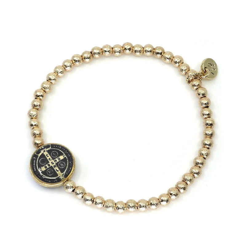 women bridal bracelets -Eternity Bracelet with St. Benedict Charm