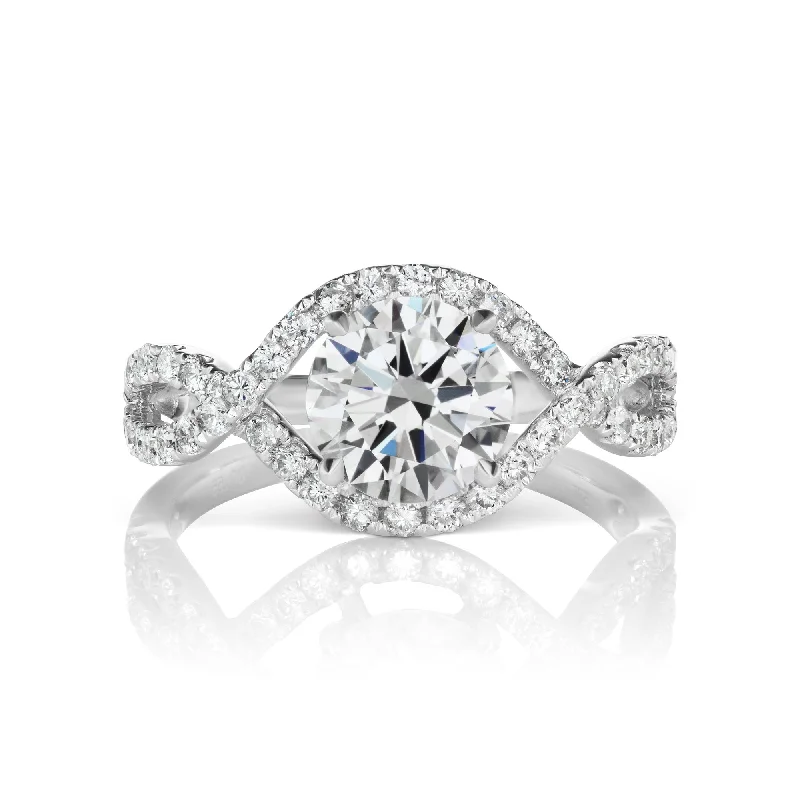 women unique rings -HORUS 2 CARAT ROUND CUT F COLOR VS2 CLARITY DIAMOND ENGAGEMENT RING 14KW CERTIFIED 2 CT F VS2 BY MIKE NEKTA