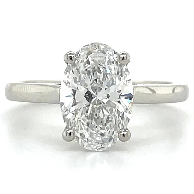 women vintage engagement rings -Sydney - Platinum 2.10ct Laboratory Grown Oval Solitaire Diamond Engagement Ring