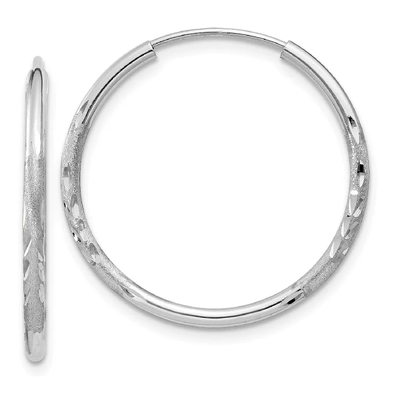 women silver hoop earrings -14KT White Gold 21X1.5MM Diamond-cut Hoop Earrings