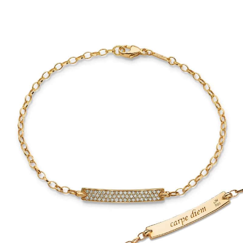 women bangles -Diamond Pave "Carpe Diem" Petite Poesy 18K Yellow Gold Bracelet