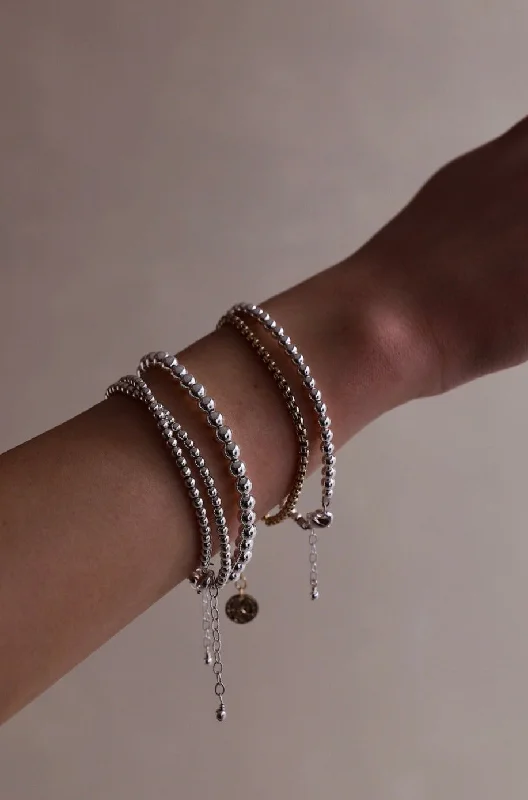 women silver bangles -SILVER FILLED BEADED BRACELET