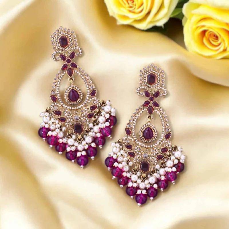 women luxury diamond earrings -Purple Aamira Danglers