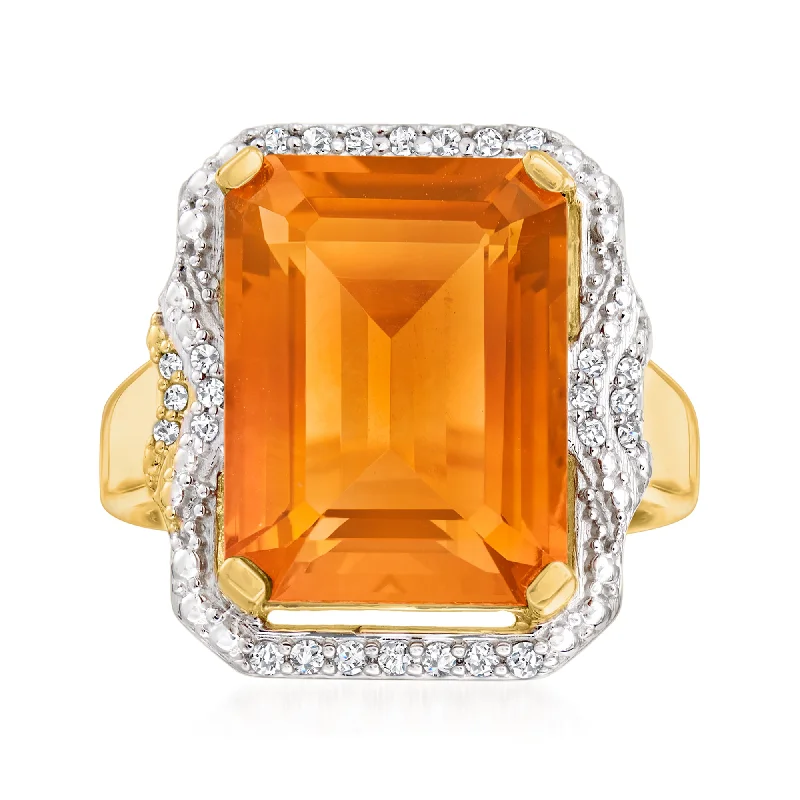 women elegant wedding engagement rings -Ross-Simons Madeira Citrine and . Diamond Ring in 18kt Gold Over Sterling