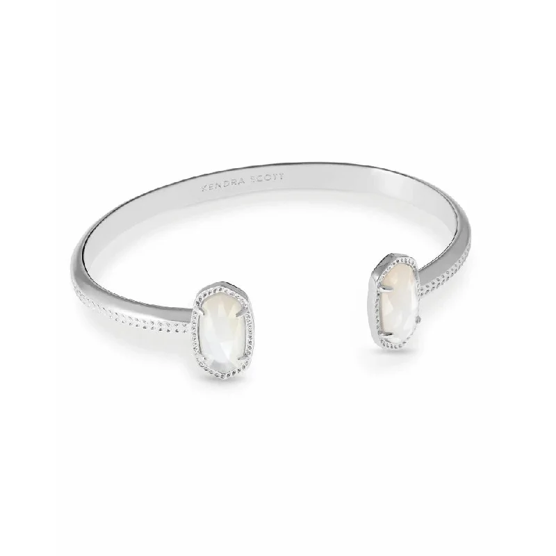 women gemstone bangles -Kendra Scott Elton Cuff Bracelet in Ivory Mother-of-Pearl