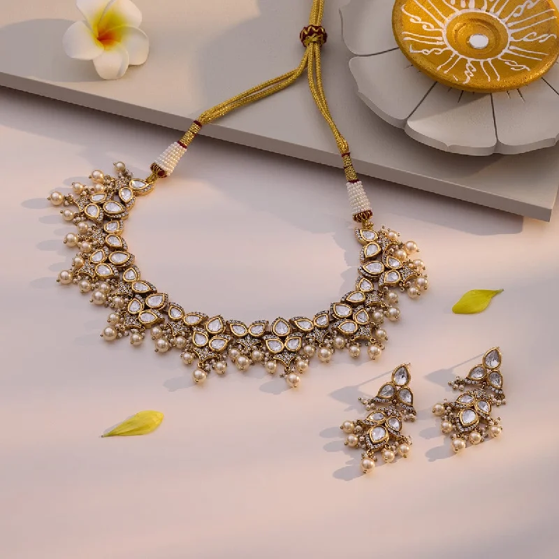 women artistic necklaces -Kundan Necklace 173028