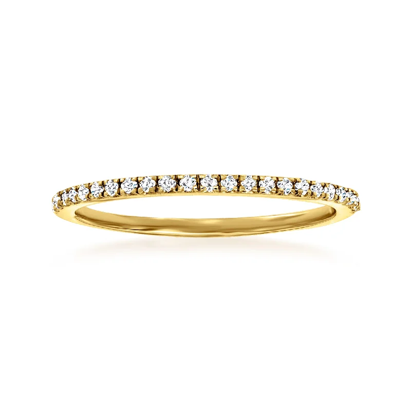 women adjustable engagement rings -Ross-Simons Diamond Stackable Ring in 14kt Yellow Gold