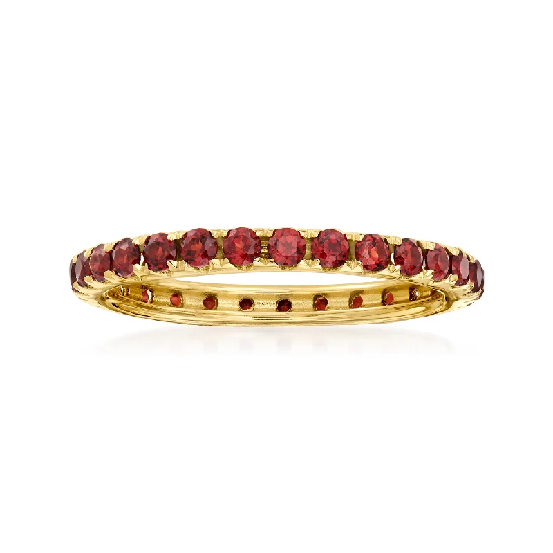 women classic princess-cut engagement rings -Ross-Simons Garnet Eternity Band in 14kt Yellow Gold