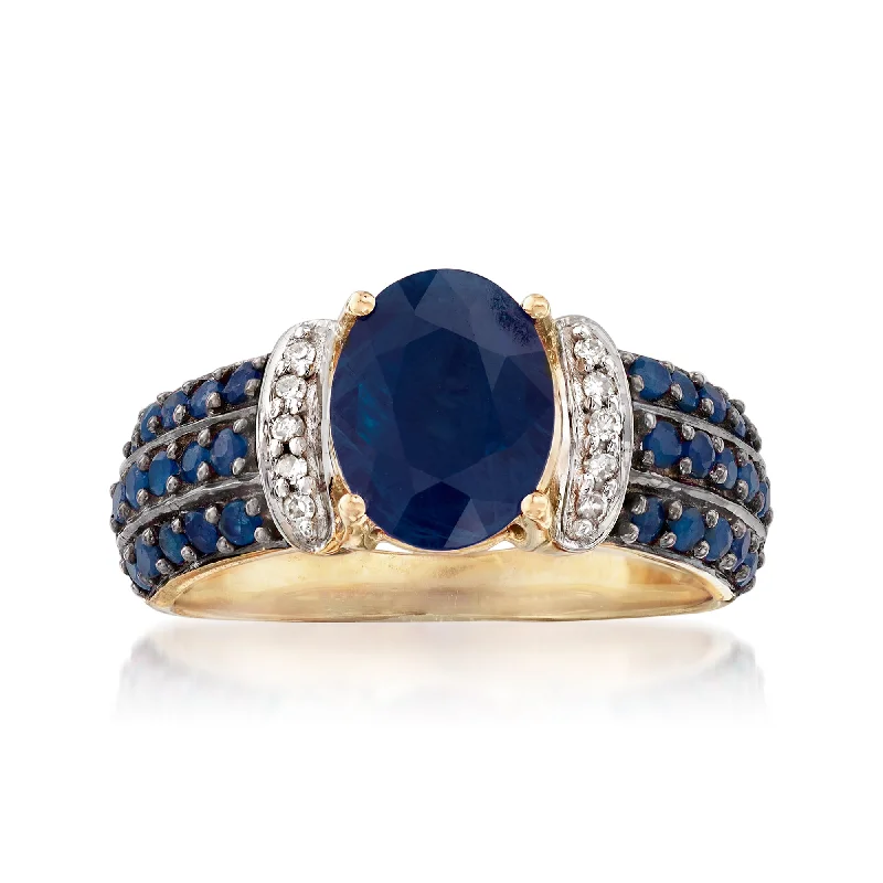 women high-quality engagement rings -Ross-Simons Sapphire Ring With Diamond Accents in 14kt Yellow Gold