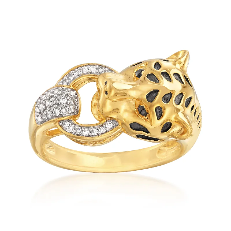 women rose gold engagement rings -Ross-Simons Diamond Cheetah Ring in 18kt Gold Over Sterling