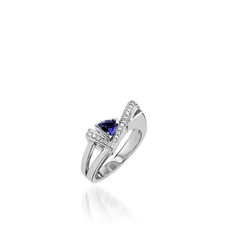 women handmade rings -Pinnacle Petite Gemstone Ring with Pave Diamonds