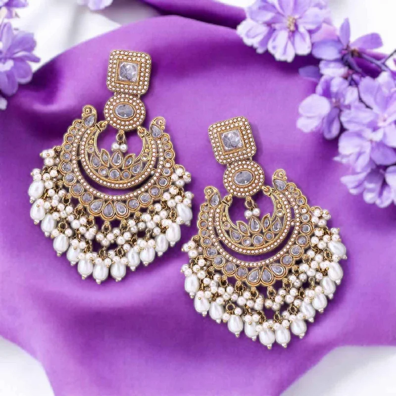 women simple earrings -Ivory Aafsha Chandbalis