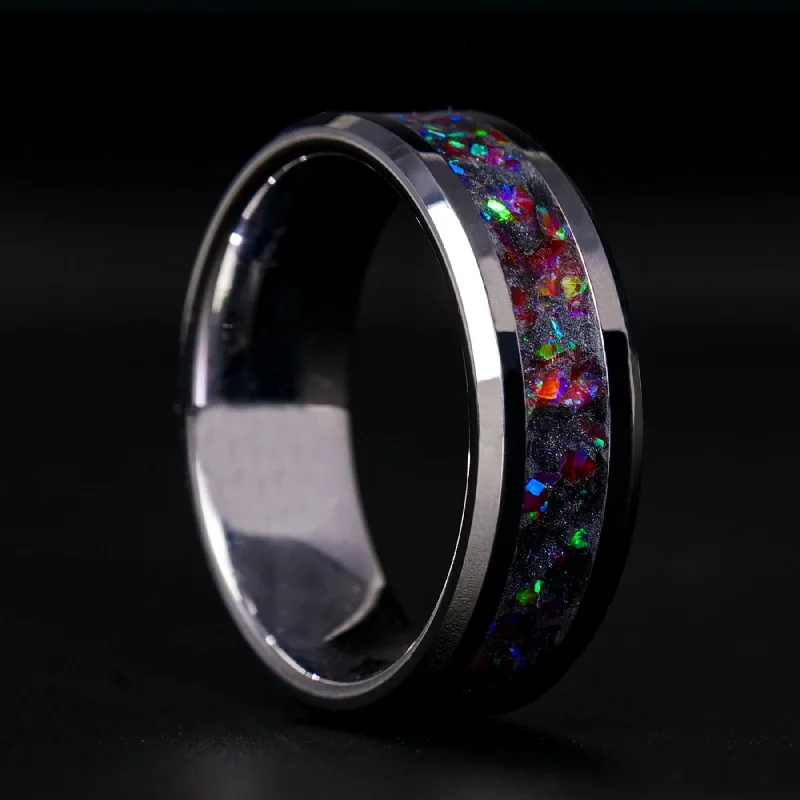 women trendy rings -The Imperial | Opal and Tungsten Glowstone Ring