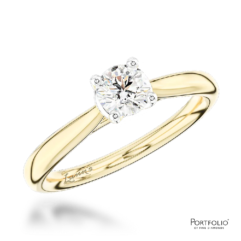 women delicate rings -Solitaire 0.50ct G SI1 Diamond Yellow Gold/Platinum Ring