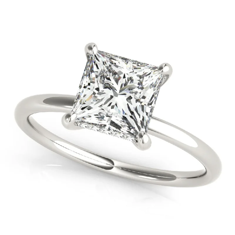 women radiant-cut engagement rings -Houston Princess Cut Hidden Halo Solitaire Engagement Ring