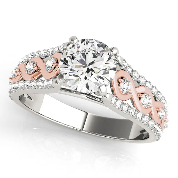 women elegant wedding engagement rings -18kt Two Tone Swirl Multi Row Engagement Ring Setting