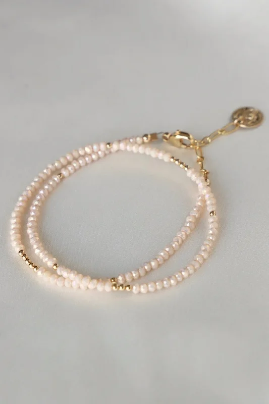 women wedding bangles -PINK OPAL PETITE DOUBLE WRAP BRACELET