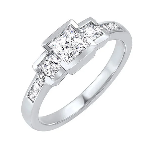 women adjustable rings -14Kt White Gold Diamond (1Ctw) Ring