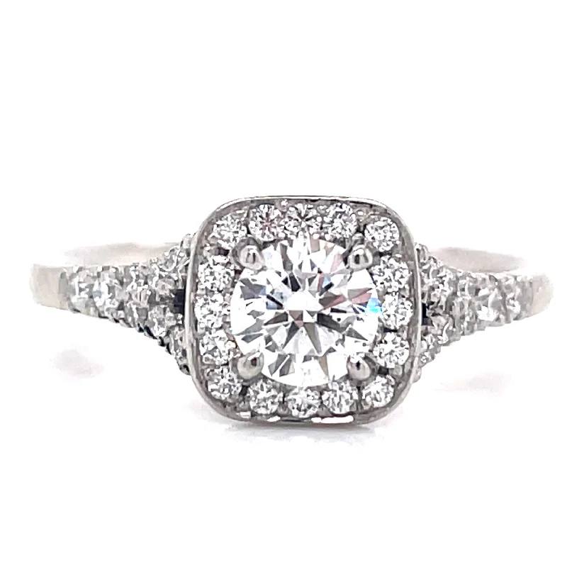 women diamond wedding rings -Sasha - Platinum .75ct Cushion Halo Earth Grown Diamond Engagement Ring