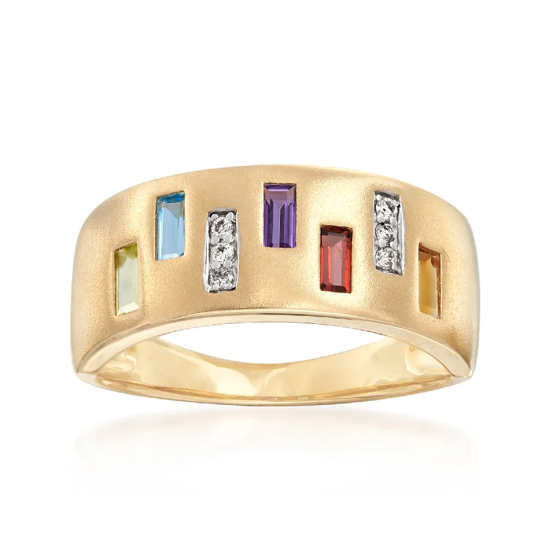 women bridal jewelry engagement rings -Ross-Simons Multi-Gem Ring With Diamond Accents in 14kt Yellow Gold