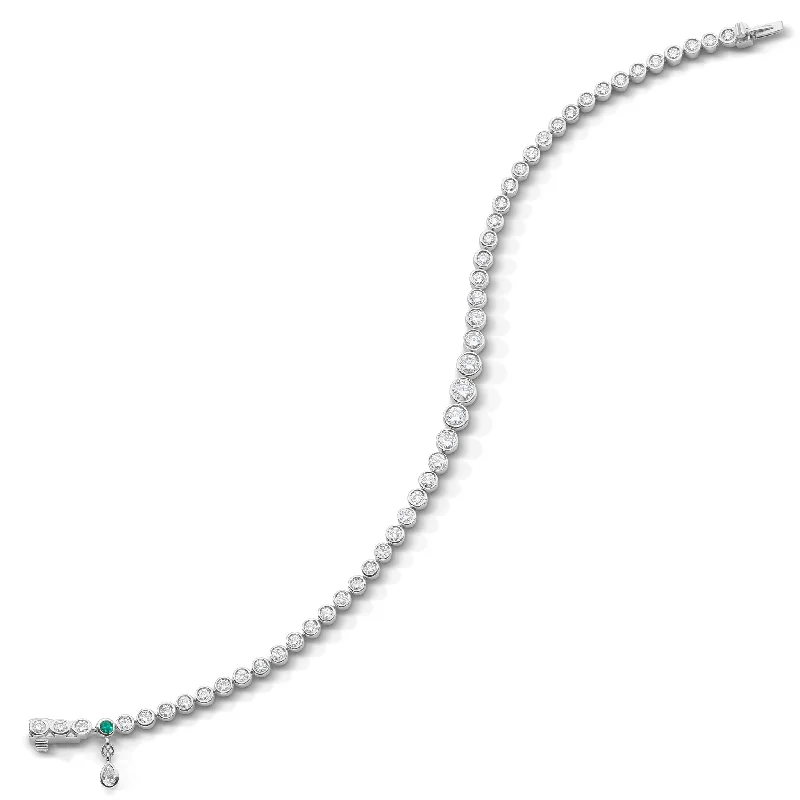 women infinity bangles -Midi Graduated Round Bezel Set Diamond 18K White Gold Tennis Bracelet