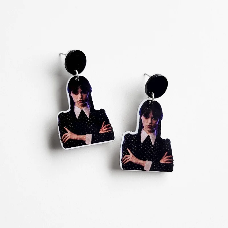 women minimalistic earrings -On Wednesday We Wear Black Earrings