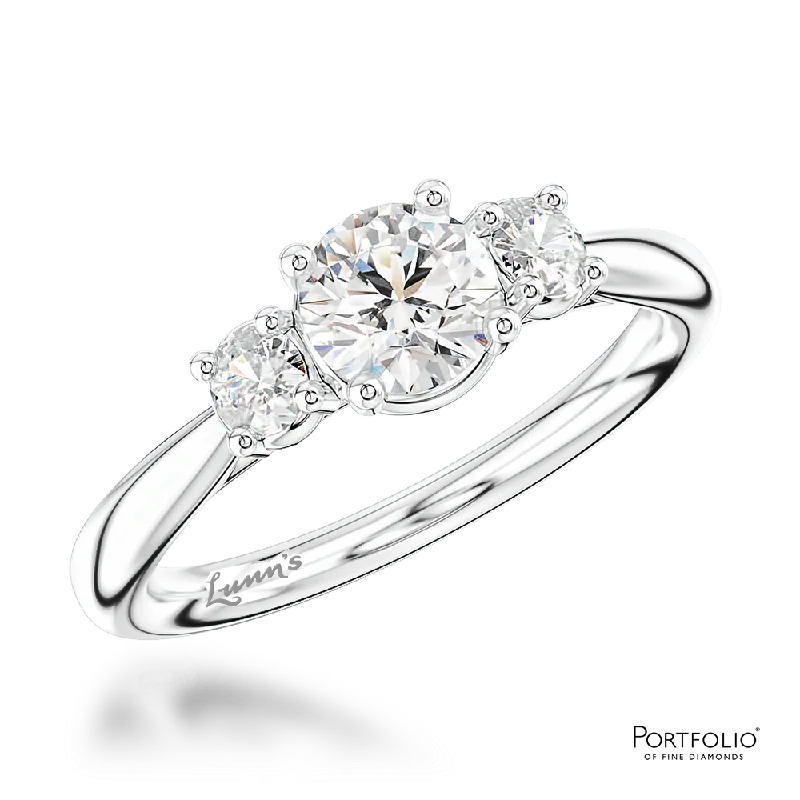 women handmade rings -Three Stone 0.40ct F SI1 Diamond Platinum Ring