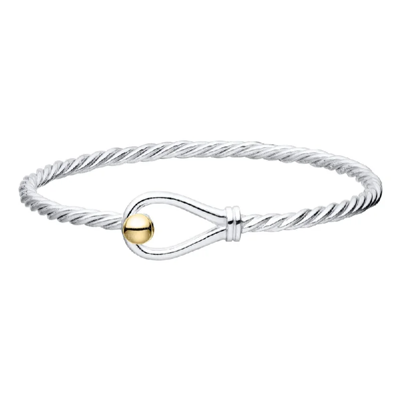 women sleek bracelets -Two Tone Loop & Ball Twist Bracelet