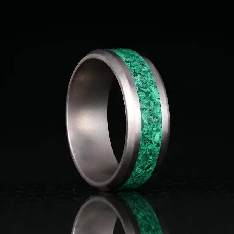 women diamond eternity rings -Malachite Glowstone Ring on Titanium