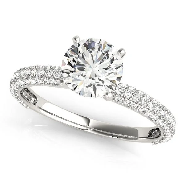 women platinum engagement rings -Triple Sided Pave Engagement Ring