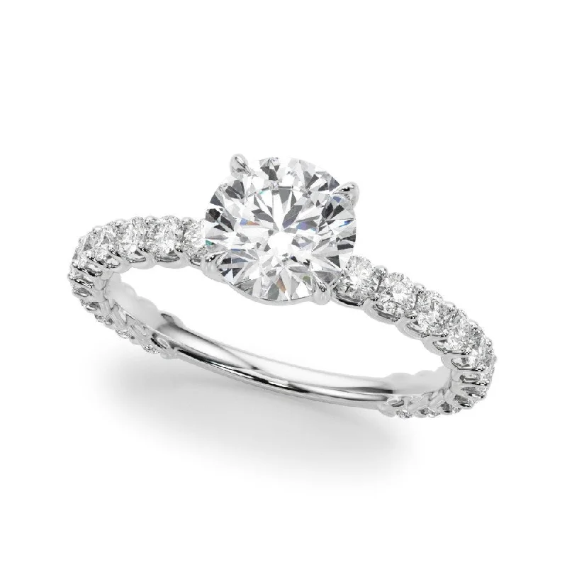 women trendy engagement rings -Boston Round Shared Prong Engagement Ring