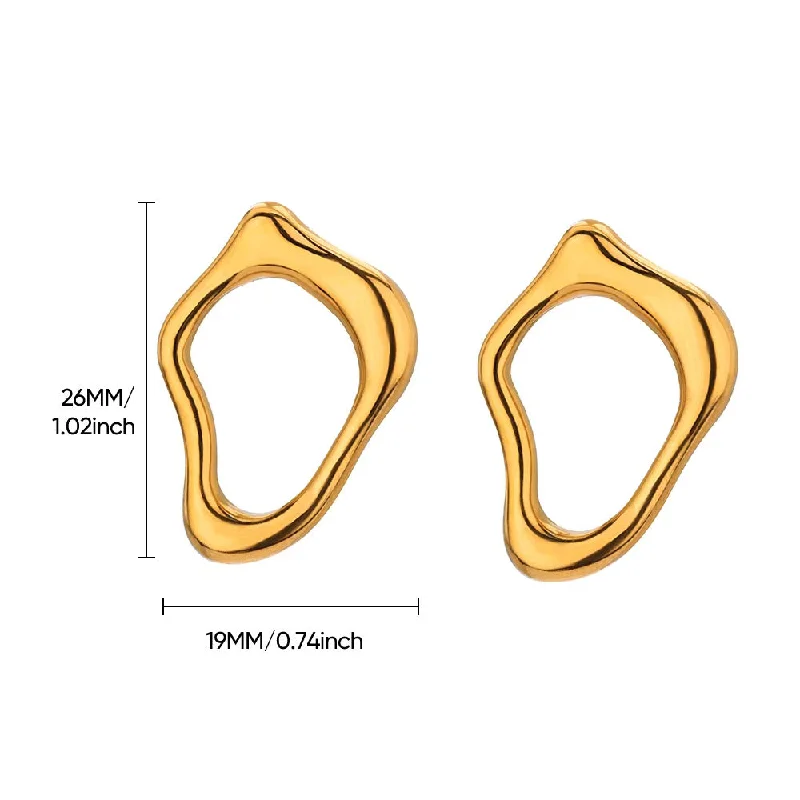 women high-end earrings -Irregular Wave Stud Earrings