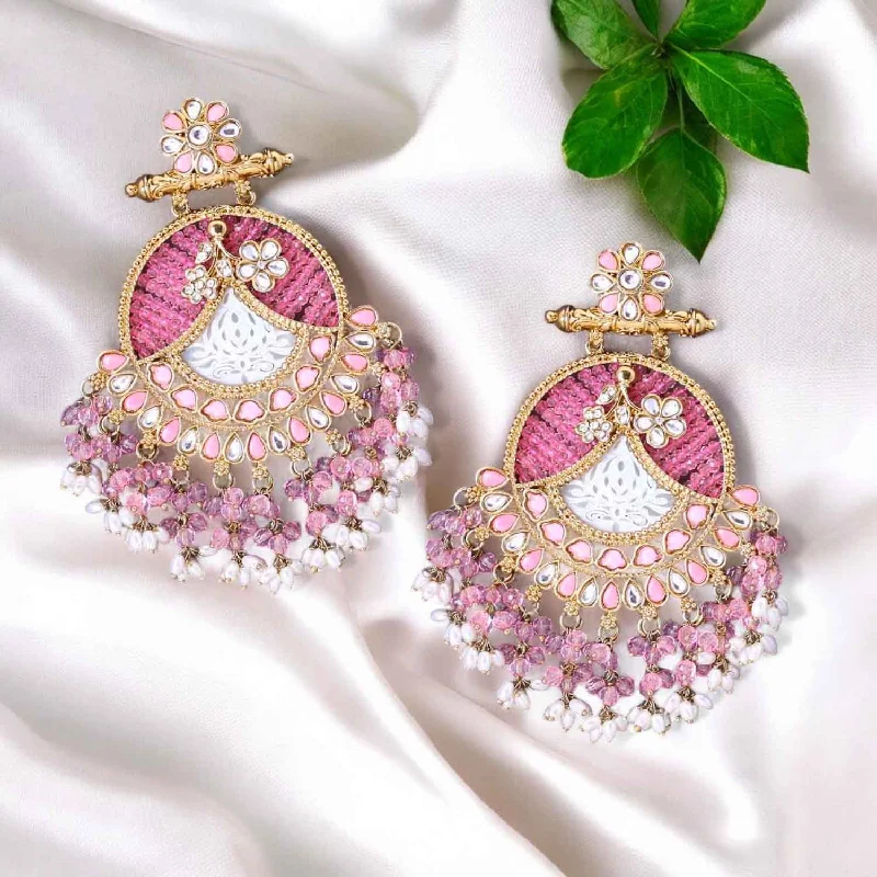 women gemstone stud earrings -Blush Fareena Chandbalis