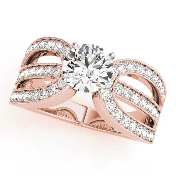 women timeless engagement rings -14kt Rose Gold Vintage-Inspired Triple Row Engagement Ring Setting